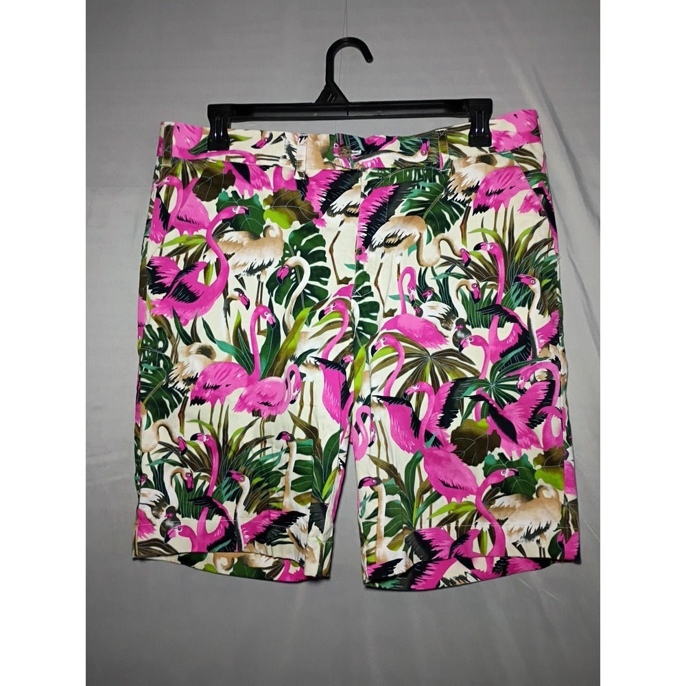Loudmouth Golf Shorts Mens 38 Pink Flamingo Jungle AOP All Over Print Chino